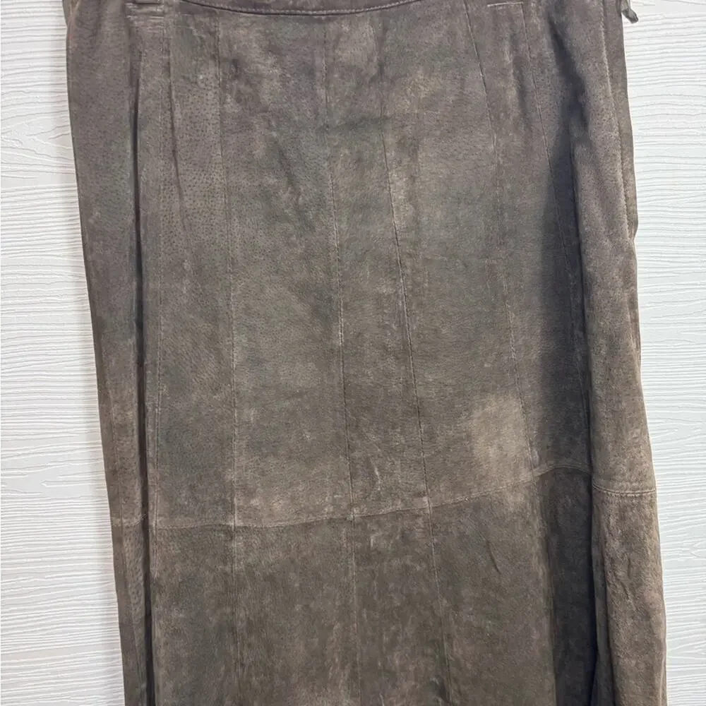 Prosper & Devine Vintage Brown Leather Maxi Skirt‎ Size 8